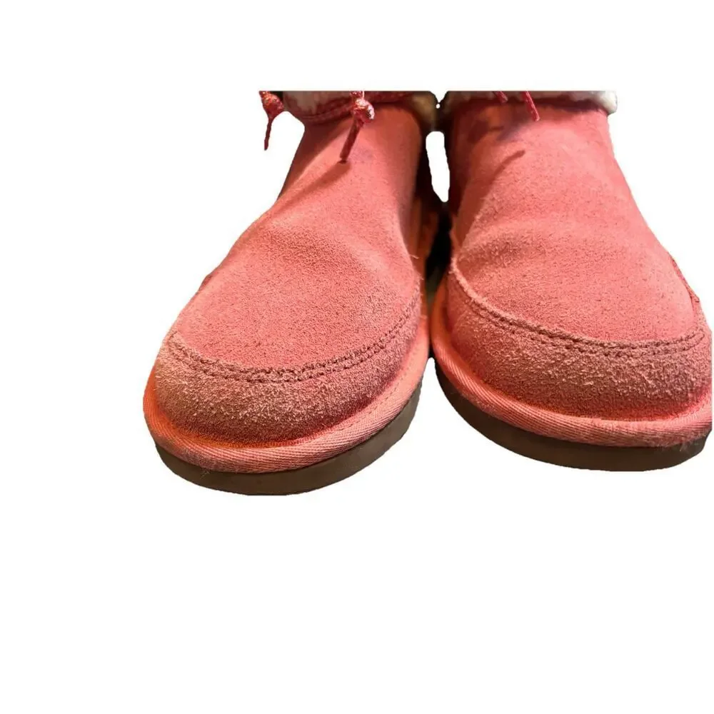 Koolaburra By Ugg Girls Youth Sz 5 Michon Short Boots Coral Pink Suede